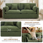 Modern Loveseat Sofa, 83.8 Inch 2 Seater Green Chenille Couch