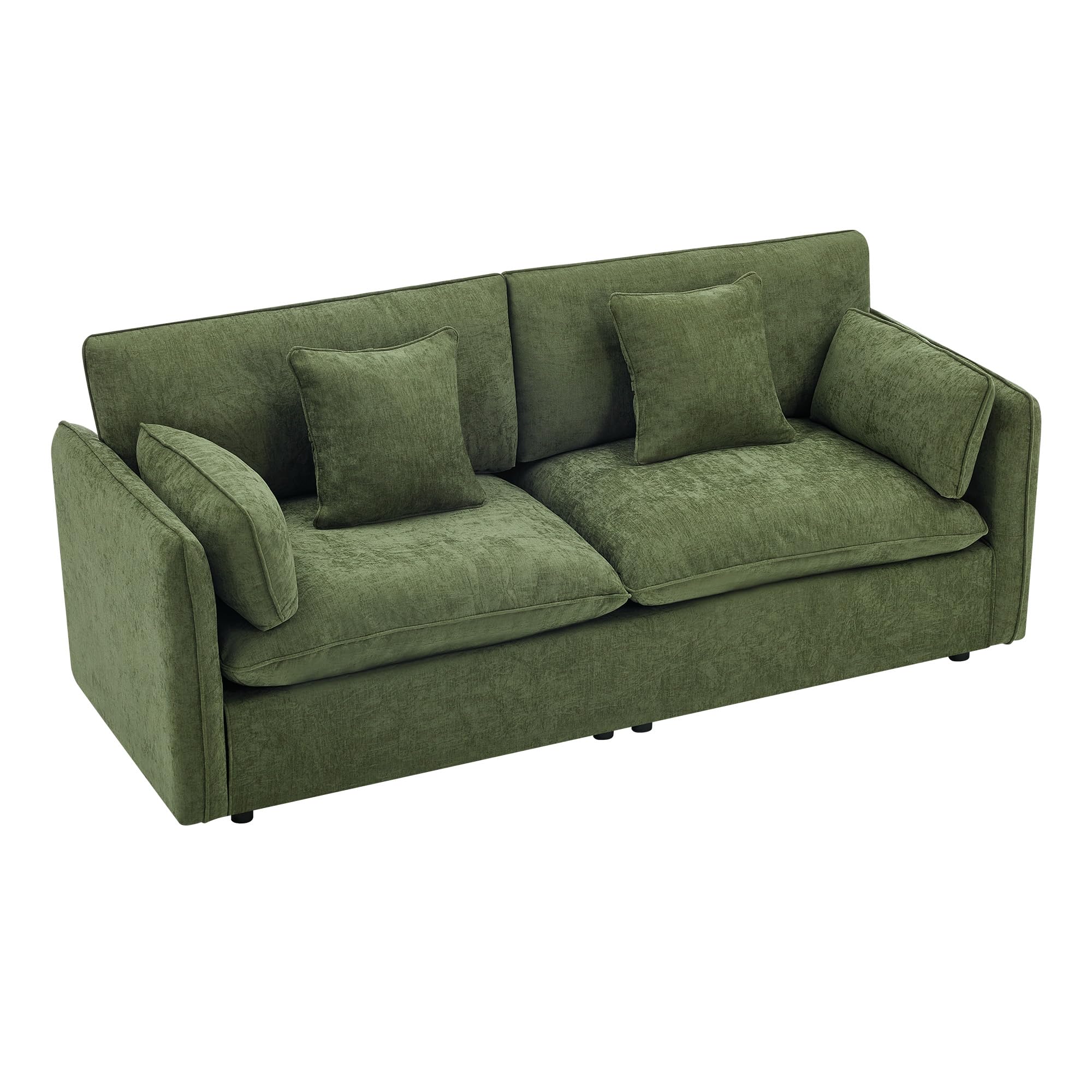Modern Loveseat Sofa, 83.8 Inch 2 Seater Green Chenille Couch