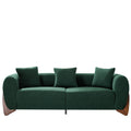87" Boucle Couch with Solid Wood Legs, Green