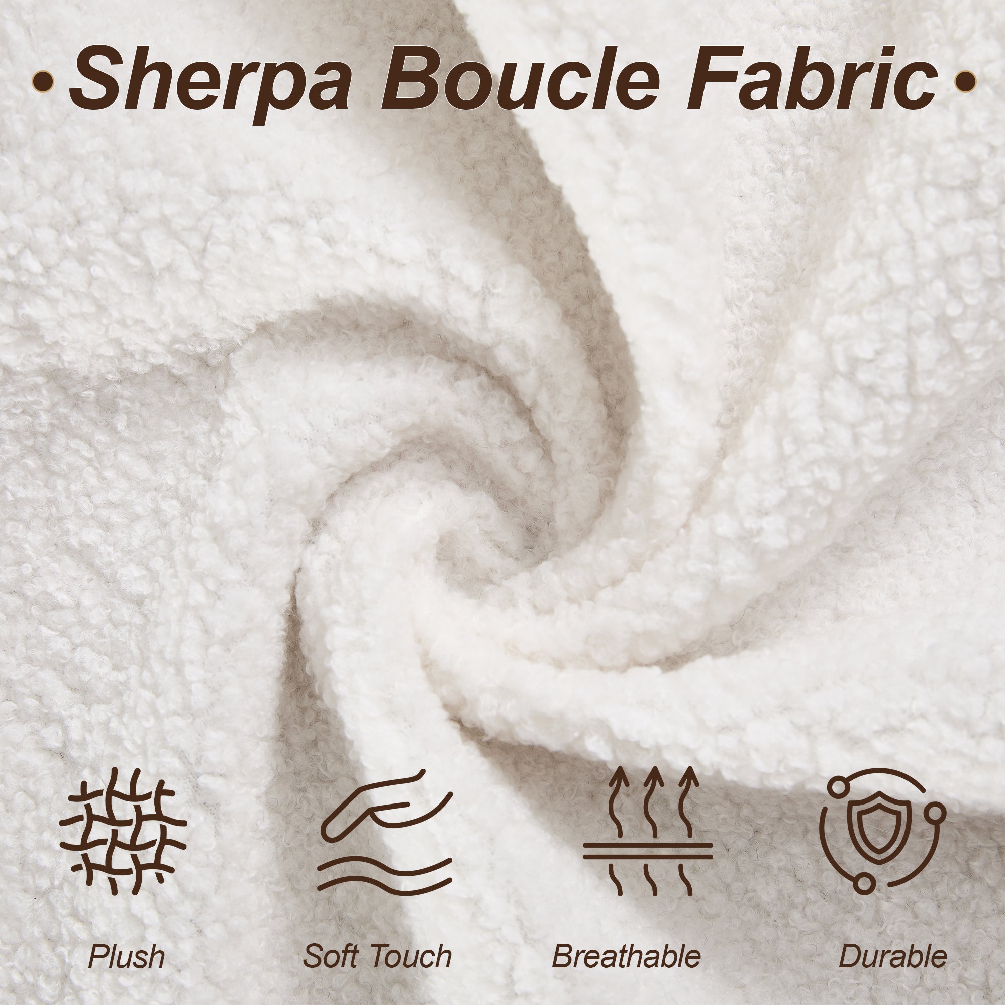 87" Sherpa Boucle Cloud Couch with Ottoman，Beige