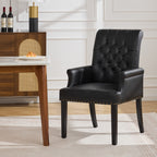 PU Leather Dining Chair with Arms, Black