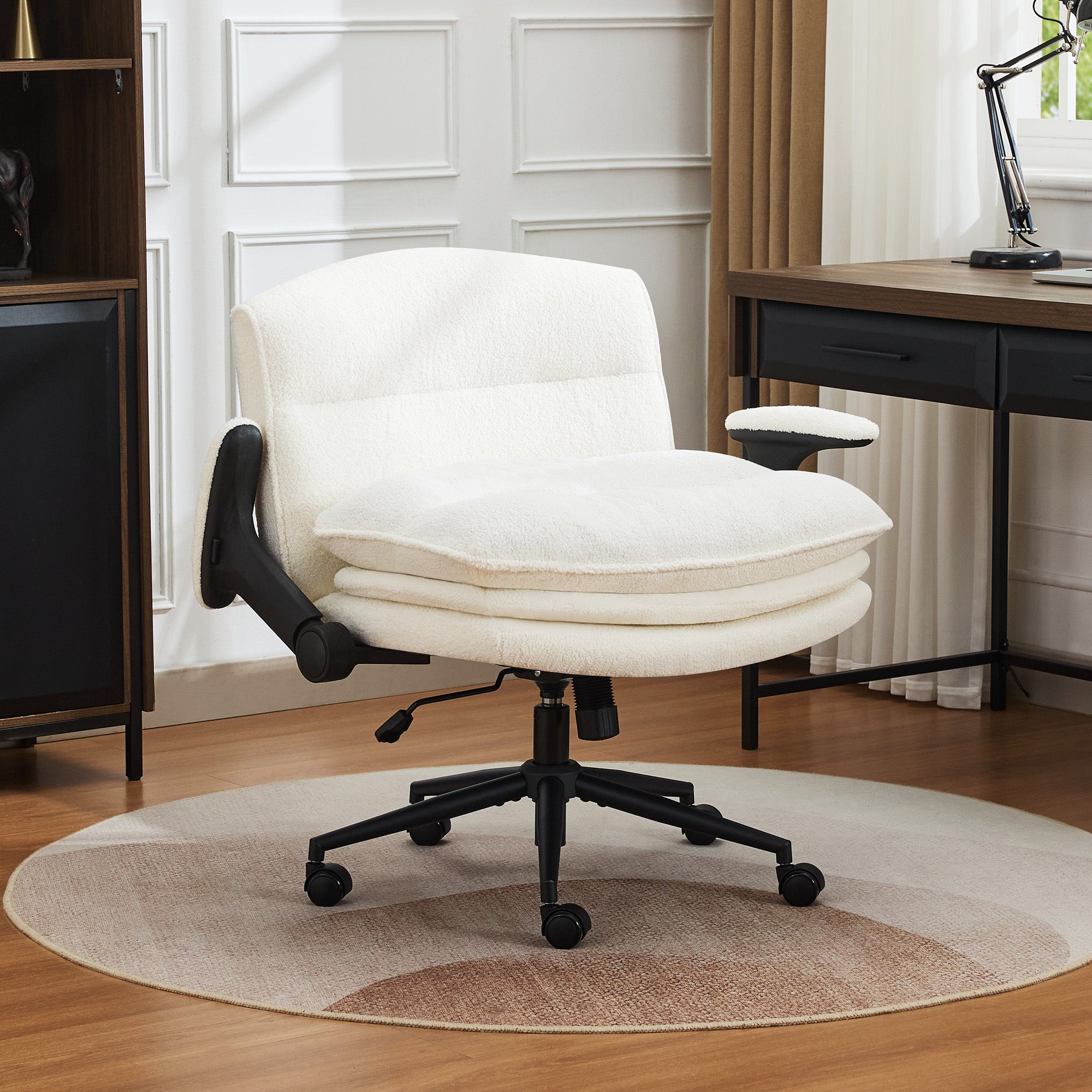 Criss Cross Chair with Flip-up Arms，Beige