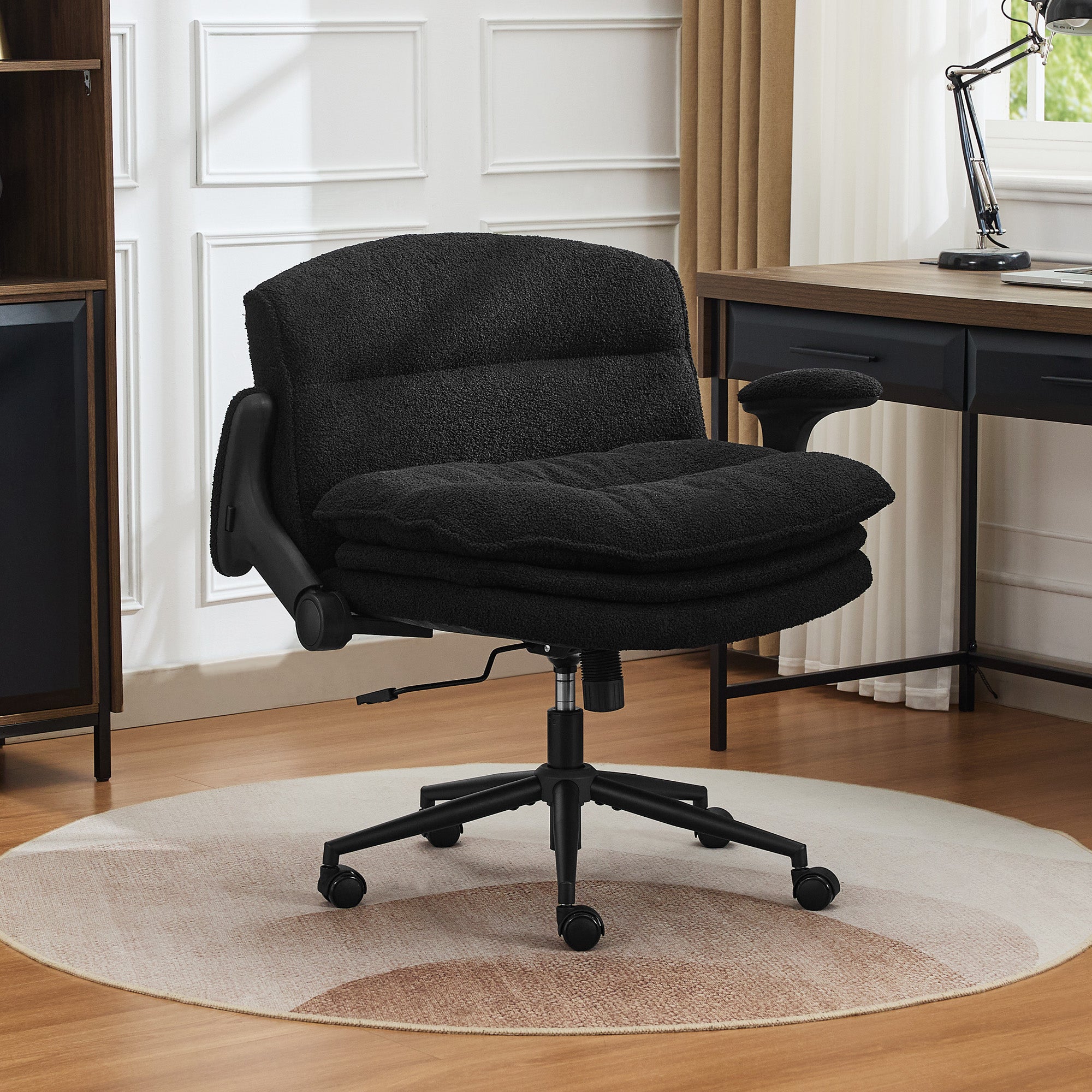 Criss Cross Chair with Flip-up Arms，Black