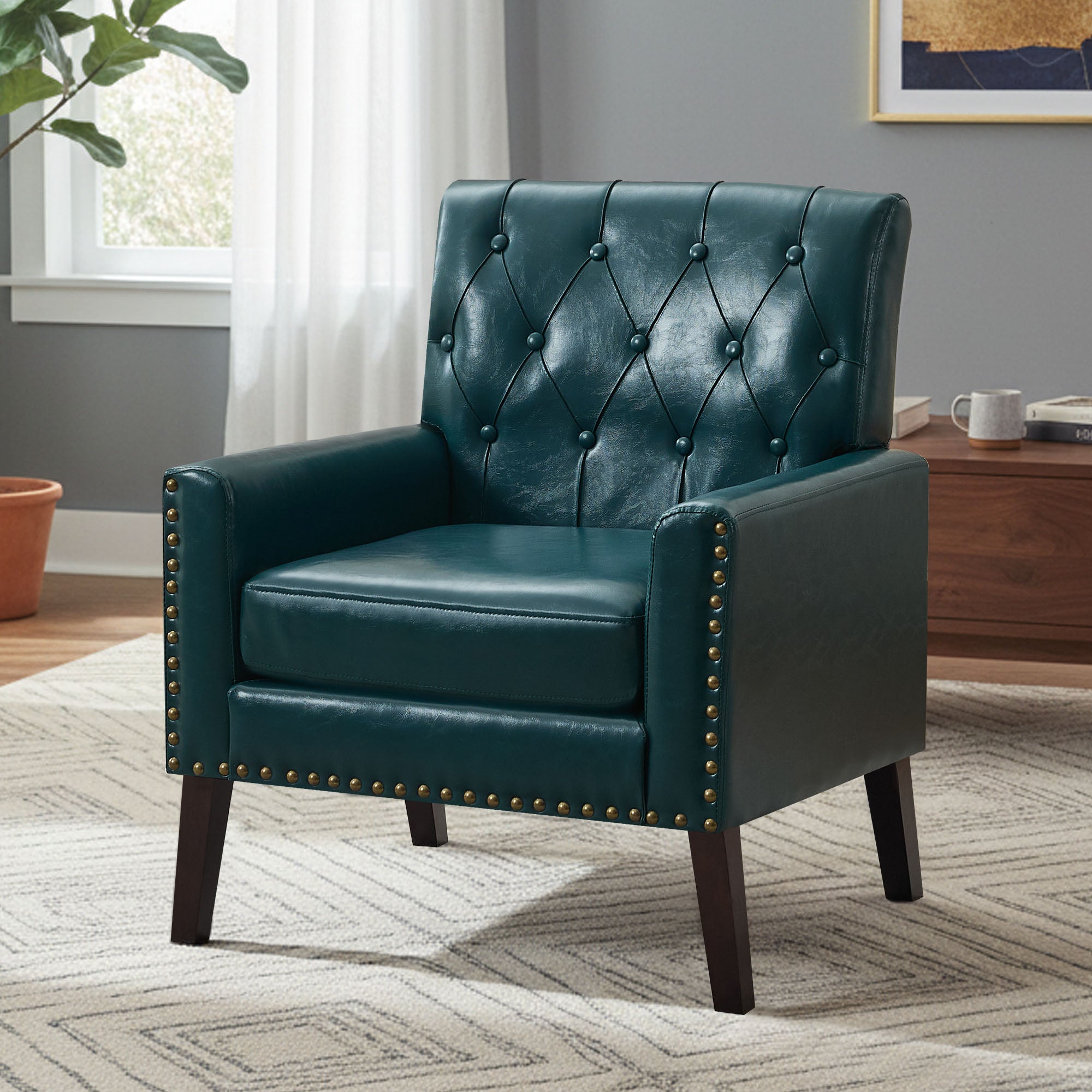 Mid Century Modern Accent Chair, Blue