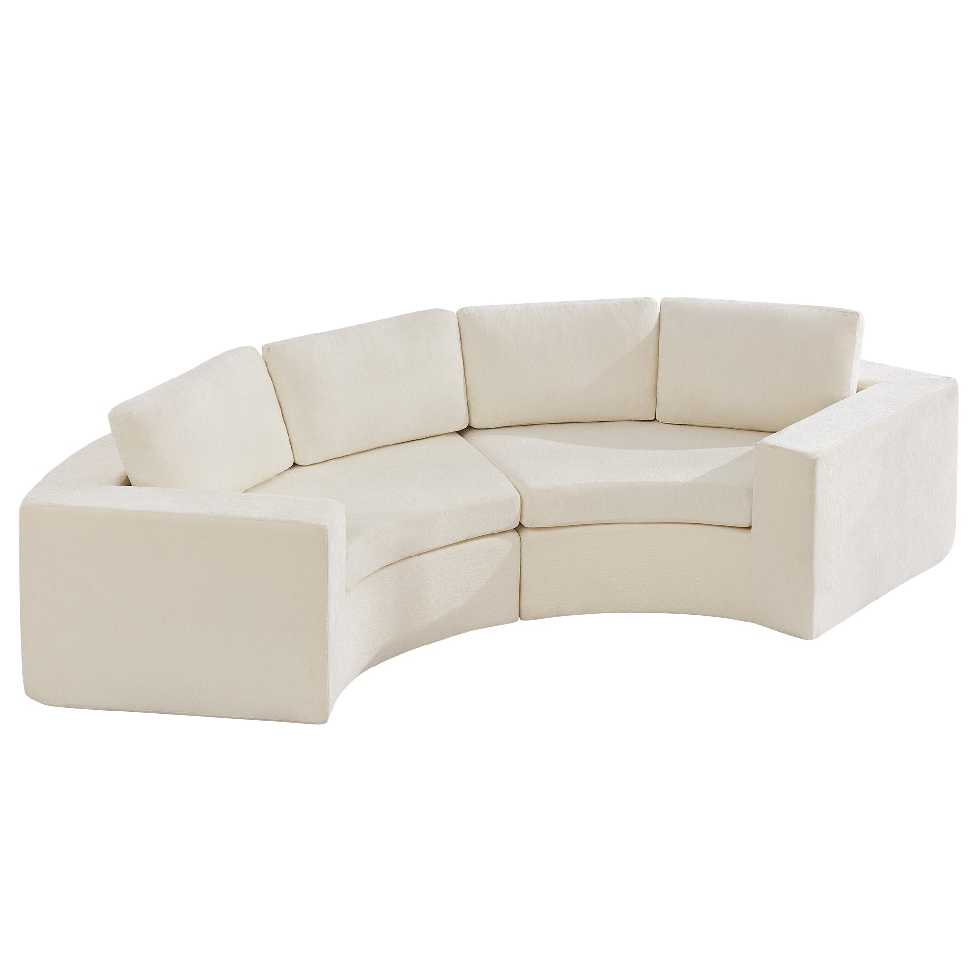 Curved Compression Sectional Couch，4 Seater，White