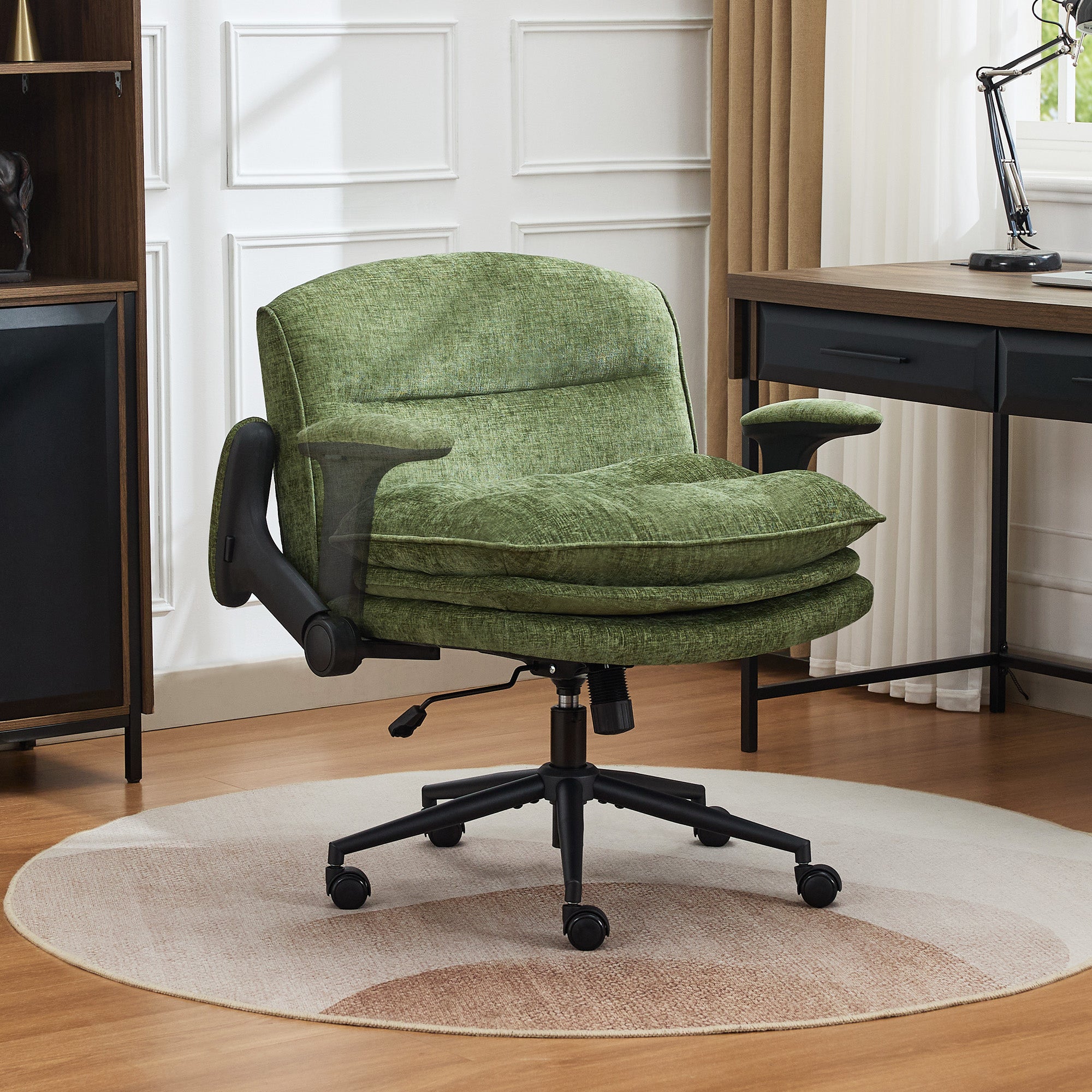 Criss Cross Chair with Flip-up Arms，Green