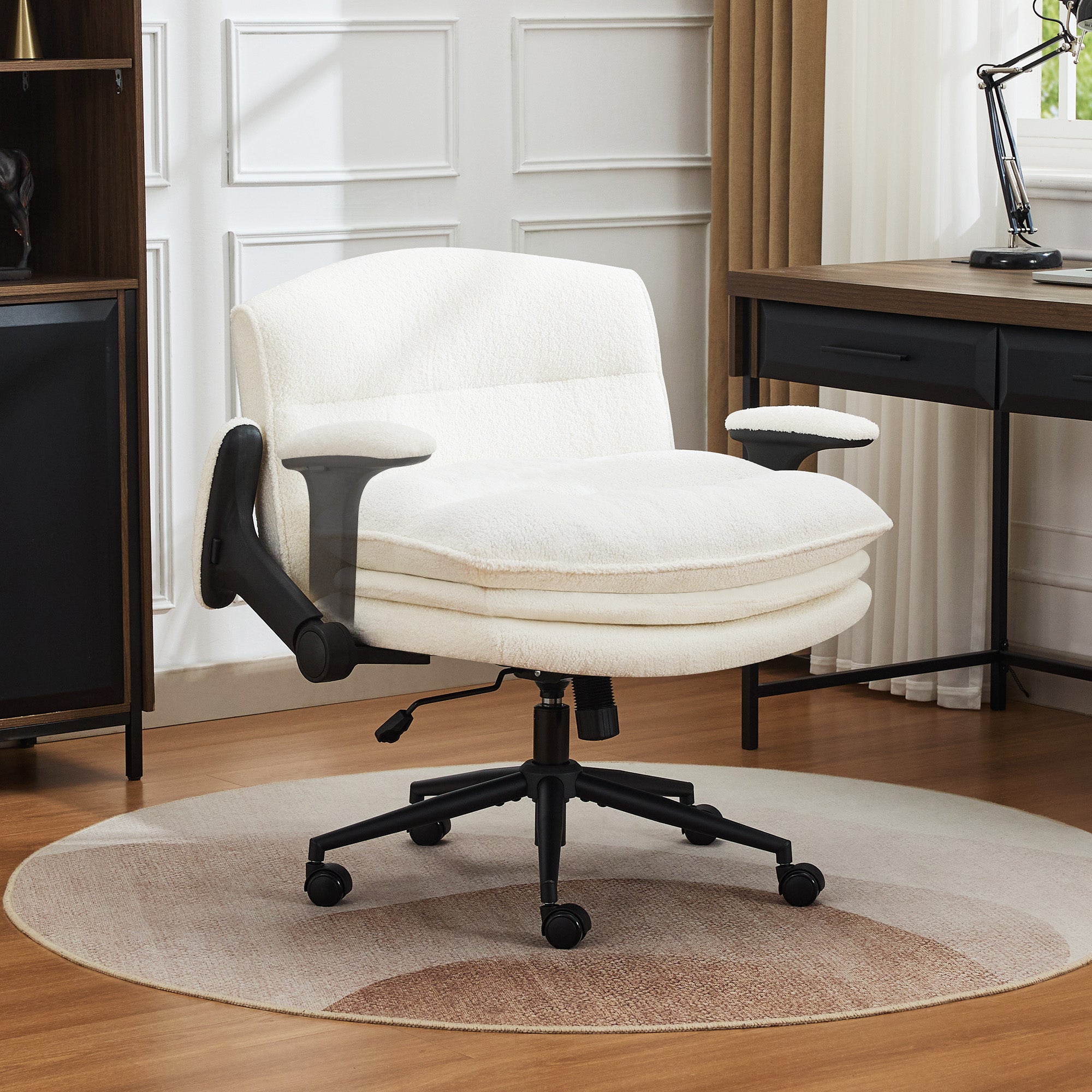 Criss Cross Chair with Flip-up Arms，Beige