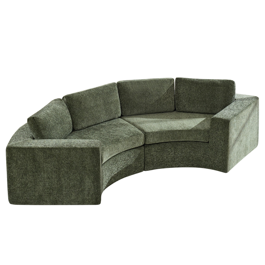 Curved Compression Sectional Couch，4 Seater，Green