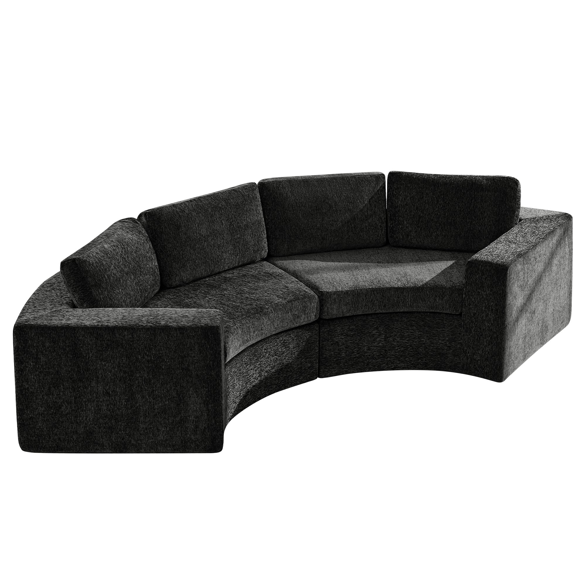Curved Compression Sectional Couch，4 Seater，Black