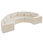 Curved Compression Sectional Couch，6 Seater，White
