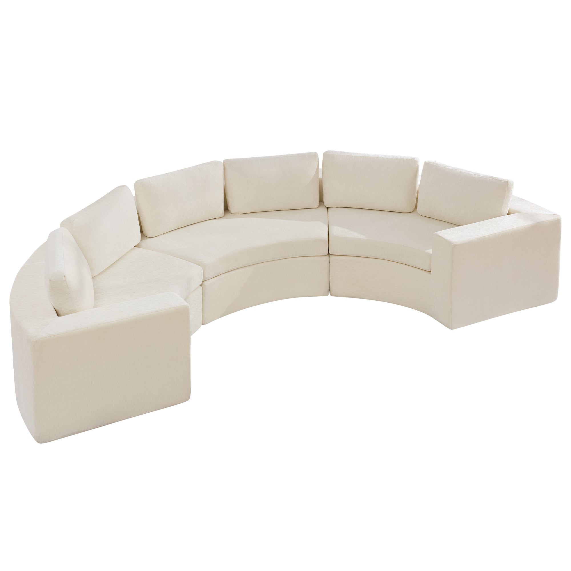 Curved Compression Sectional Couch，6 Seater，White