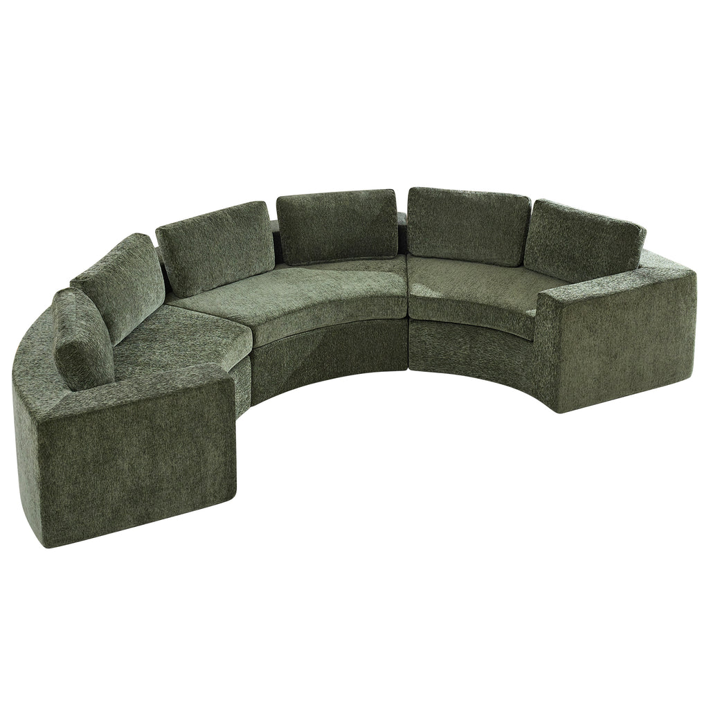 Curved Compression Sectional Couch，6 Seater，Green