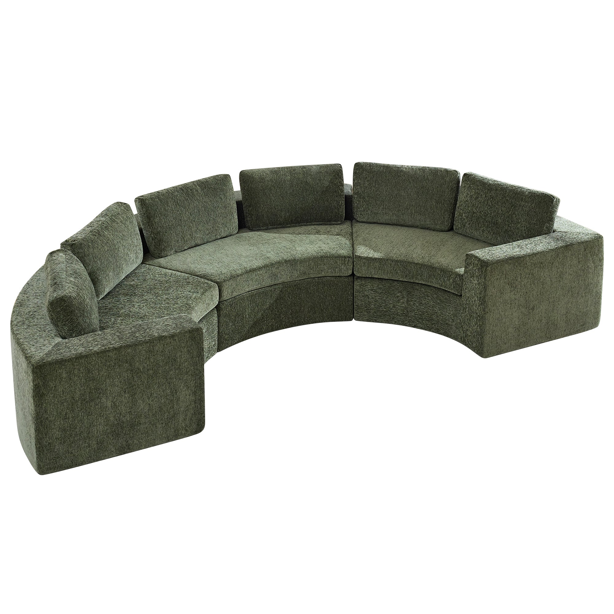 Curved Compression Sectional Couch，6 Seater，Green