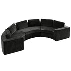 Curved Compression Sectional Couch，6 Seater，Black