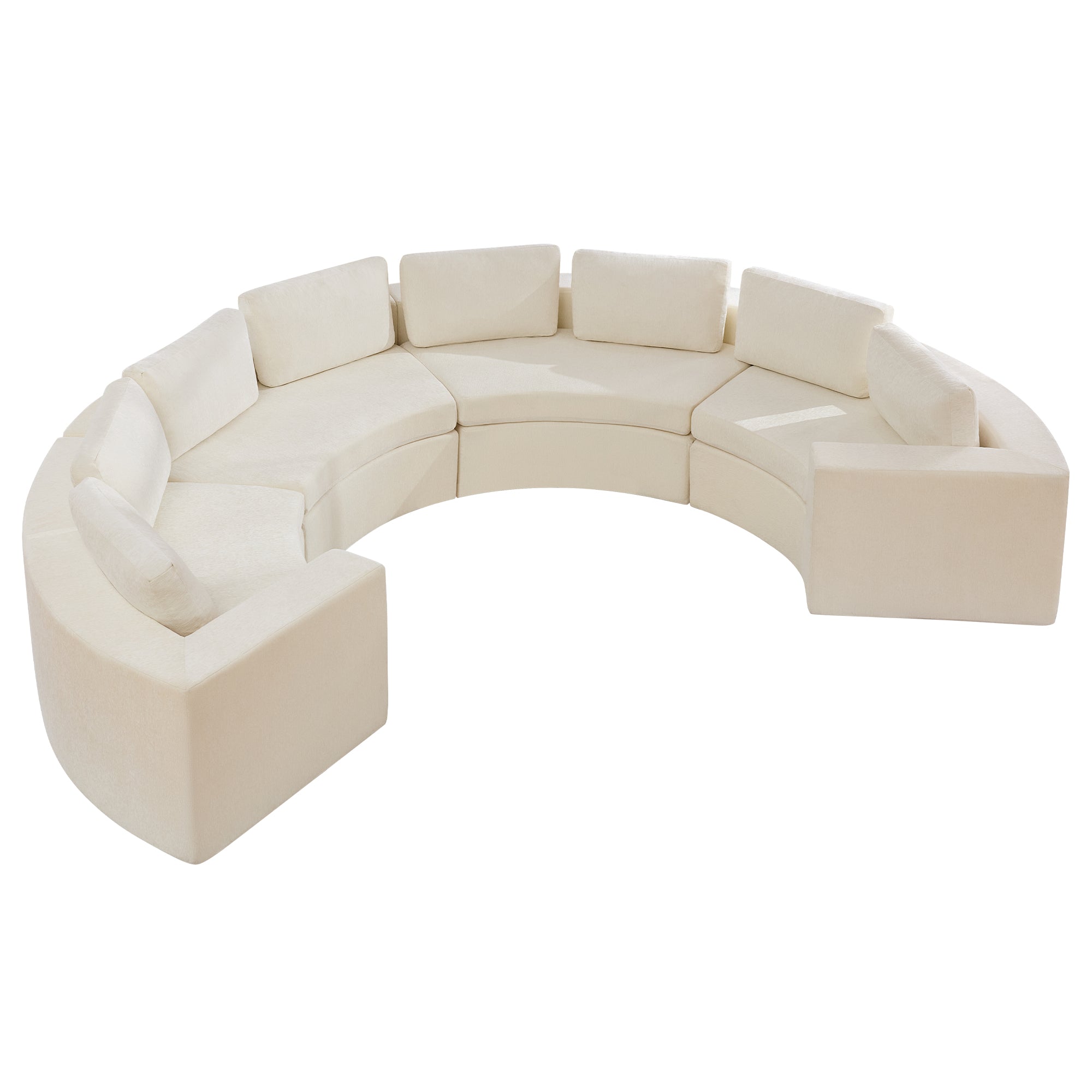 Curved Compression Sectional Couch，8 Seater，White