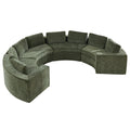 Curved Compression Sectional Couch，8 Seater，Green
