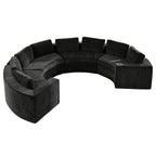 Curved Compression Sectional Couch，8 Seater，Black