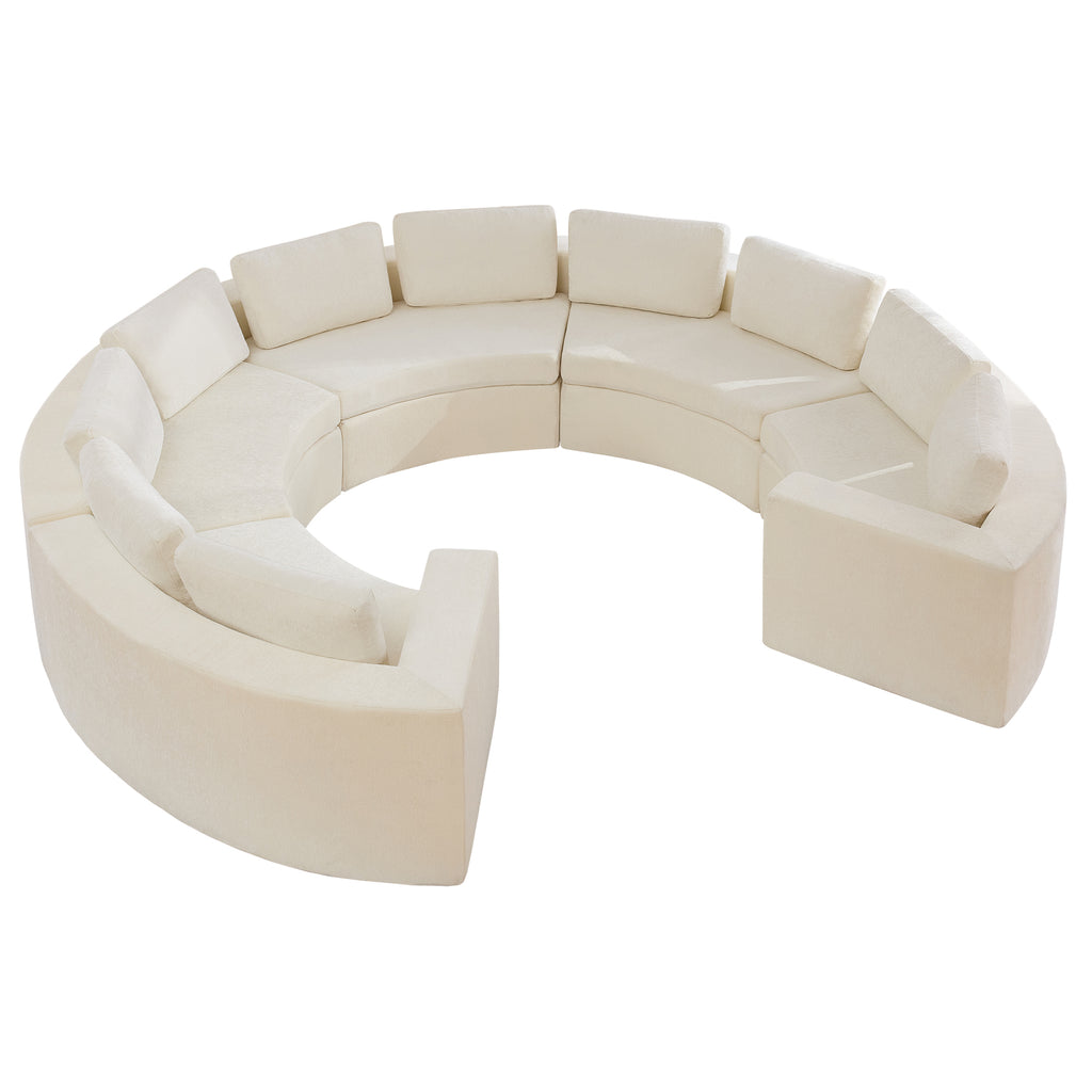 Curved Compression Sectional Couch，10 Seater，White