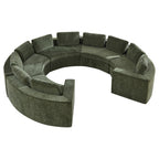 Curved Compression Sectional Couch，10 Seater，Green