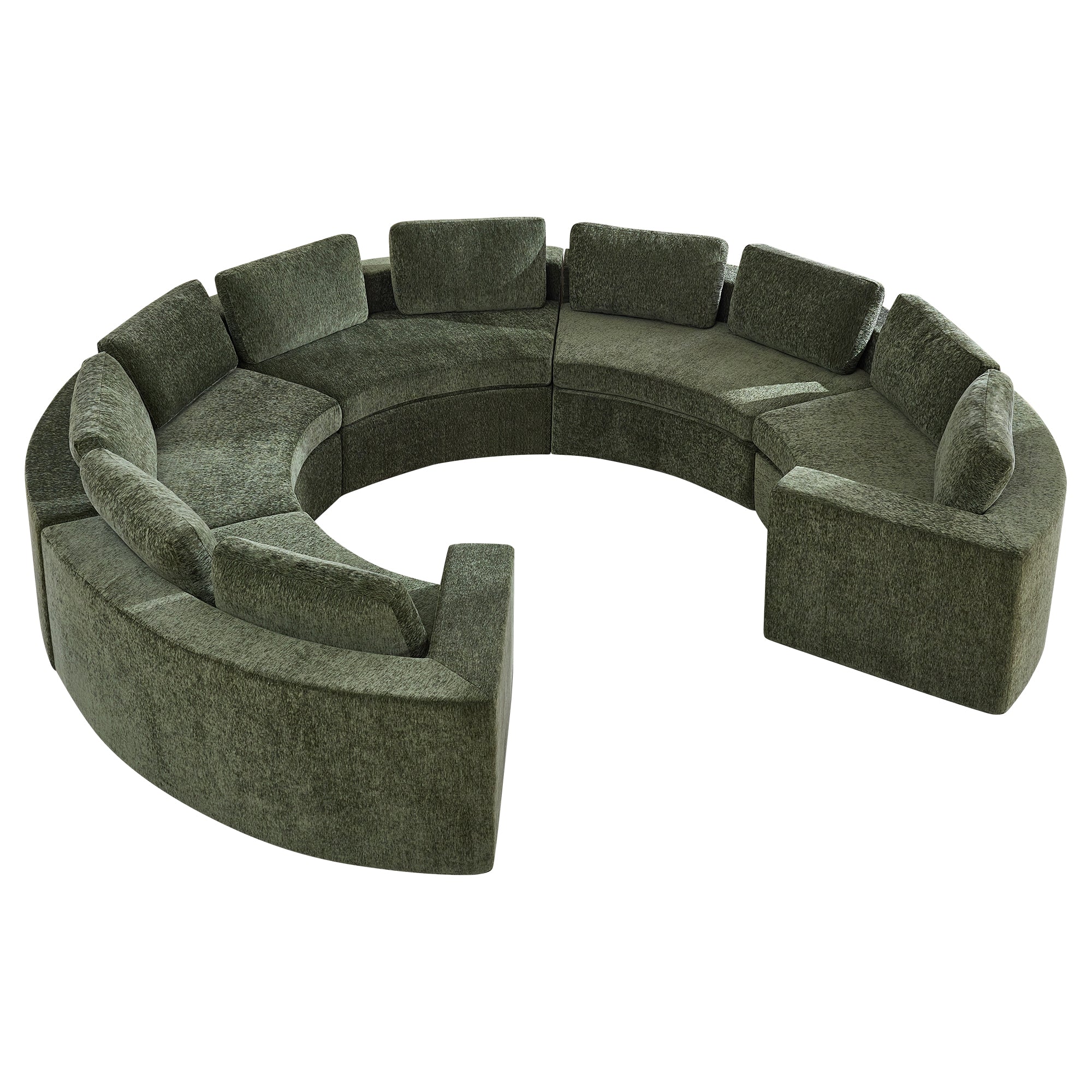 Curved Compression Sectional Couch，10 Seater，Green