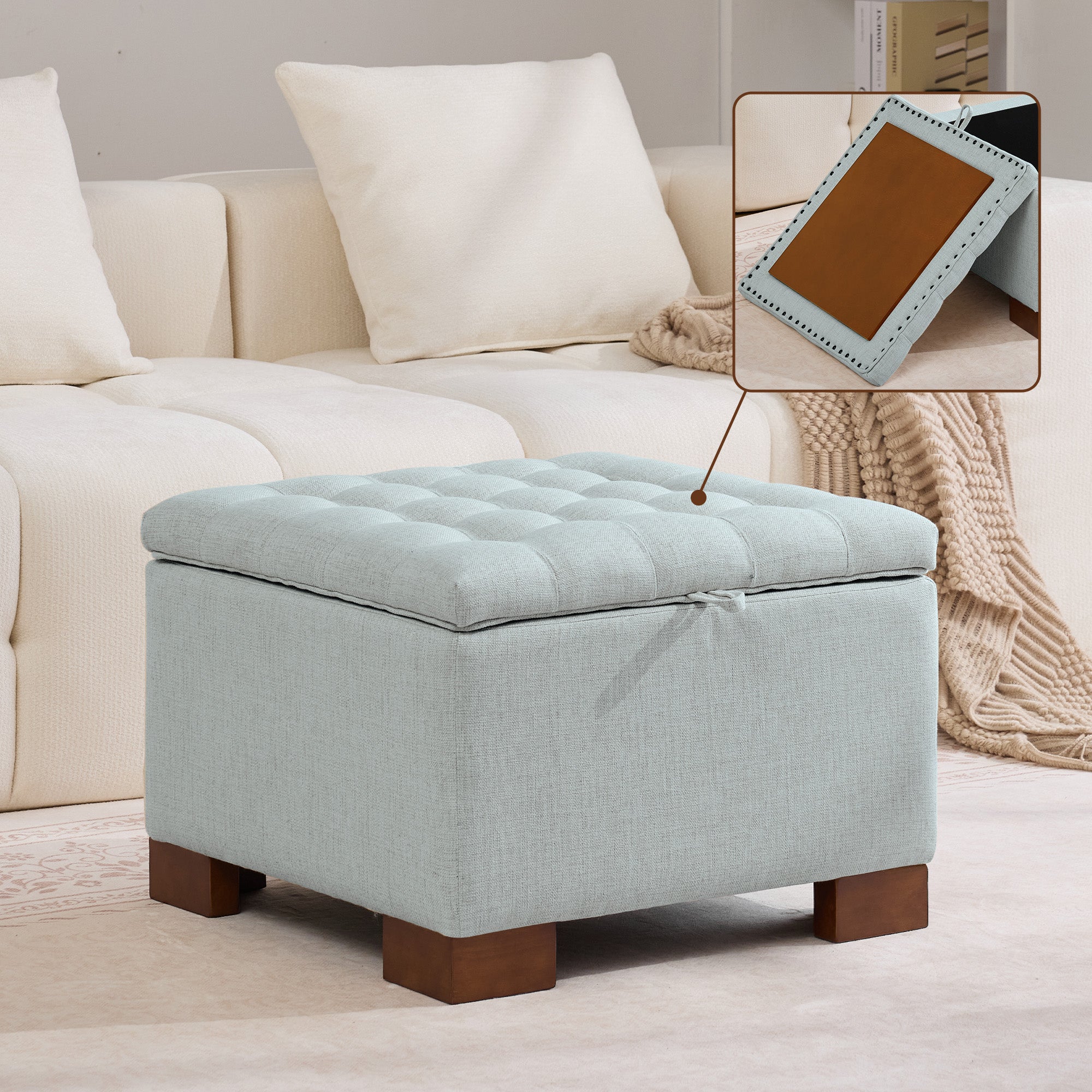 Square Storage Ottoman, 24 Inch