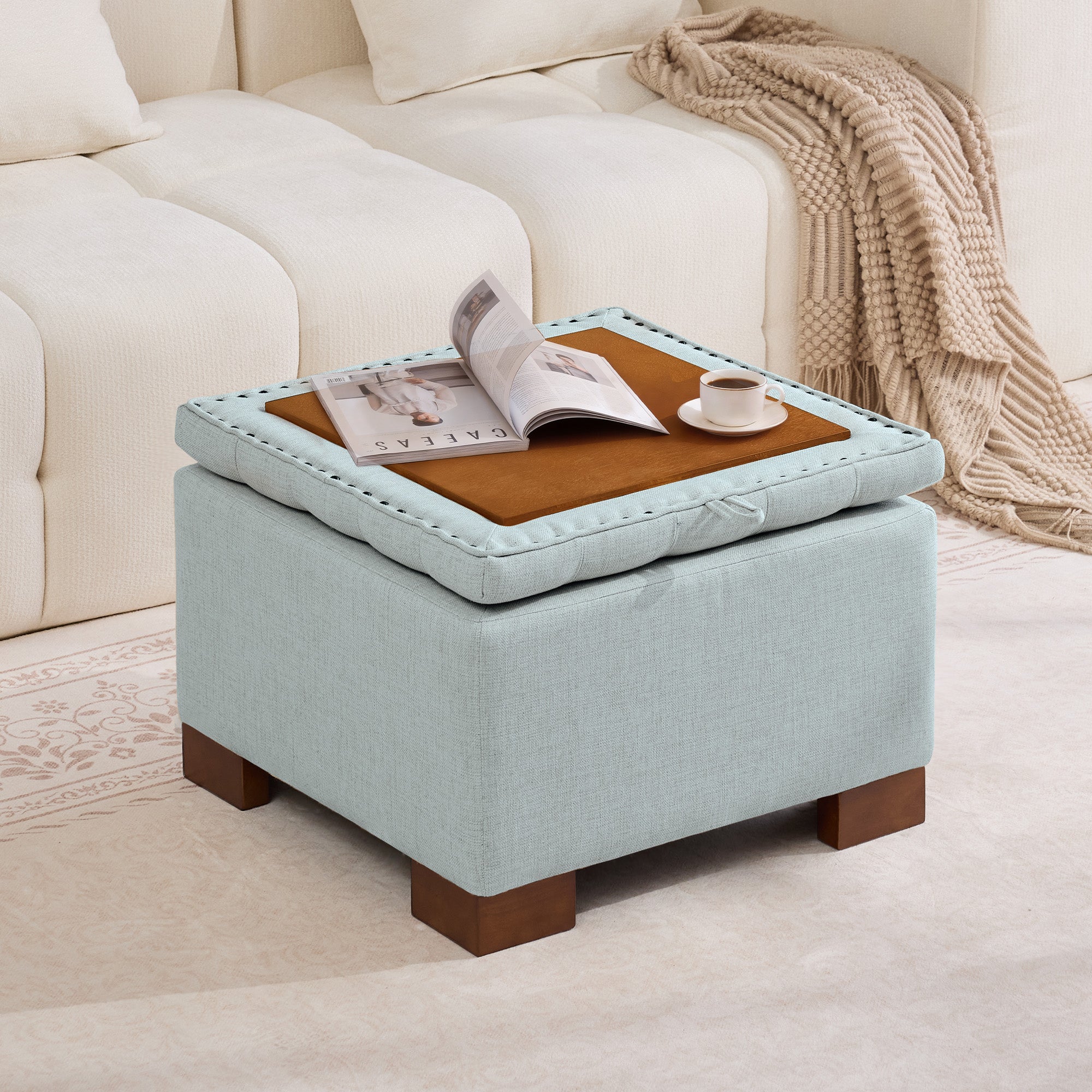 Square Storage Ottoman, 24 Inch