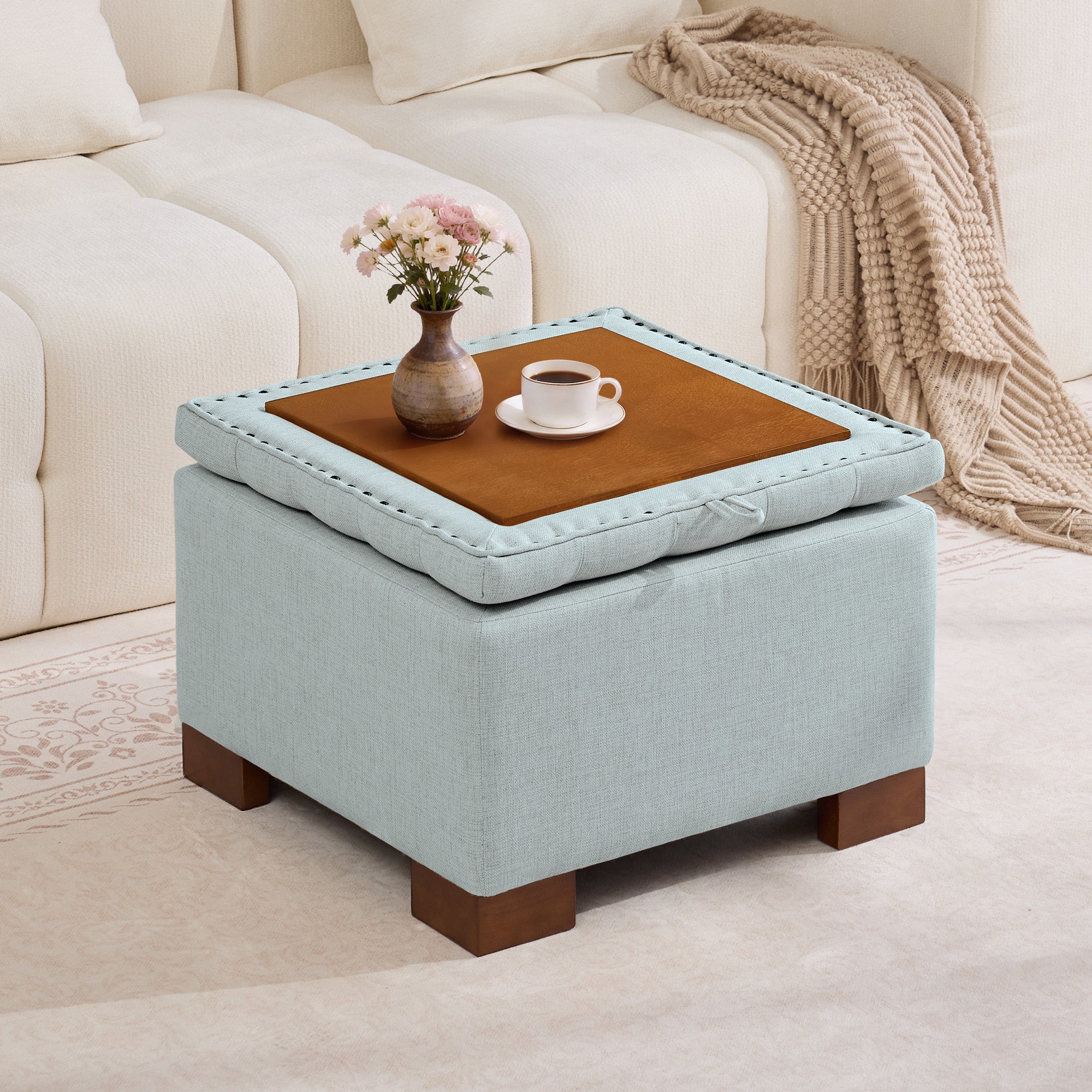 Square Storage Ottoman, 24 Inch