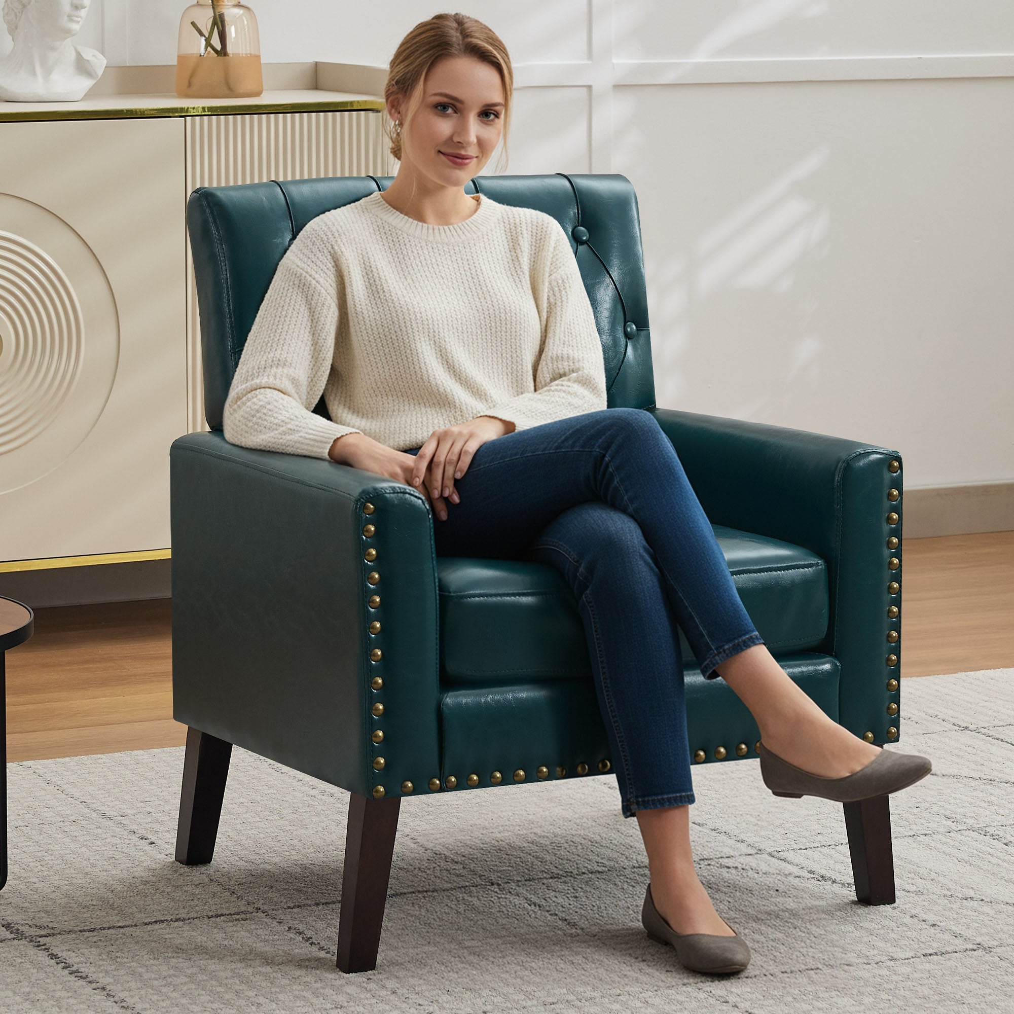 Mid Century Modern Accent Chair, Blue