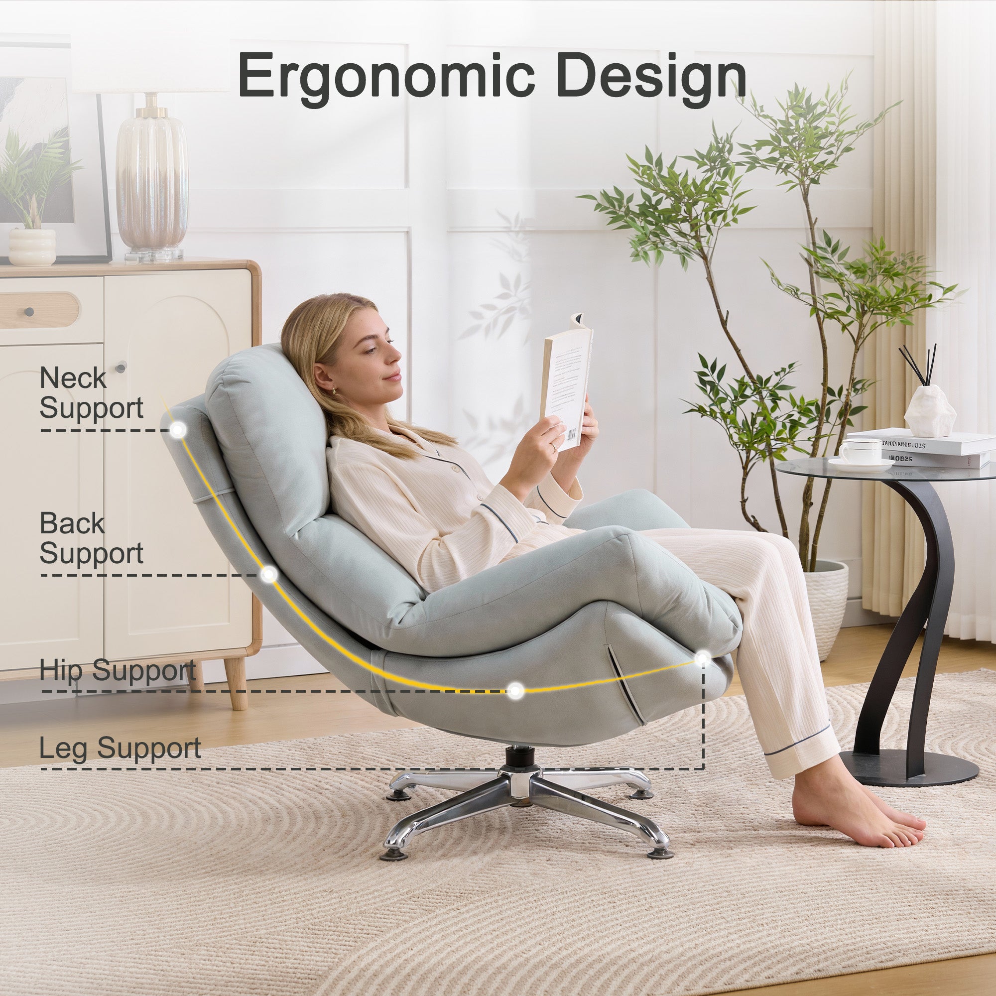 Swivel Oversized Accent Chair，Blue