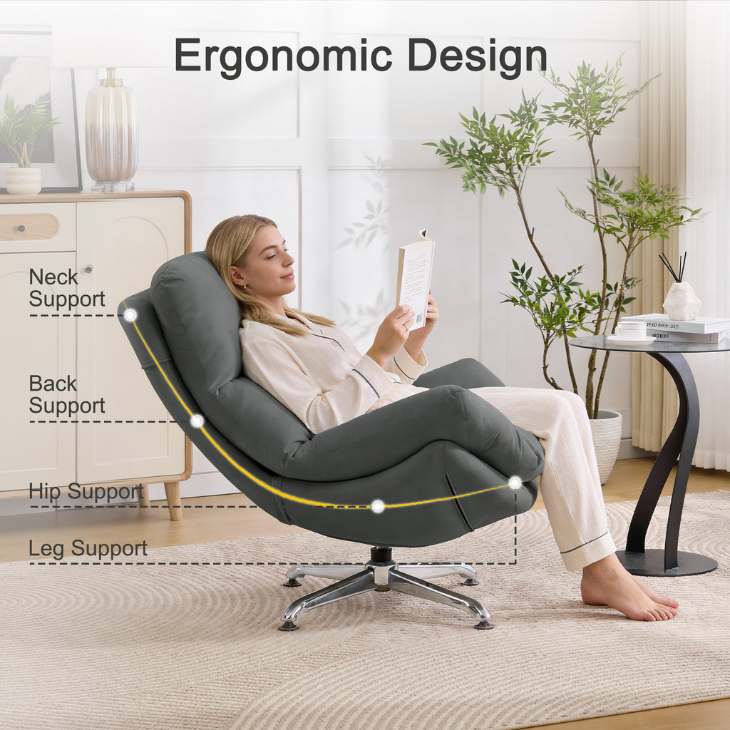 Swivel Oversized Accent Chair，Gray