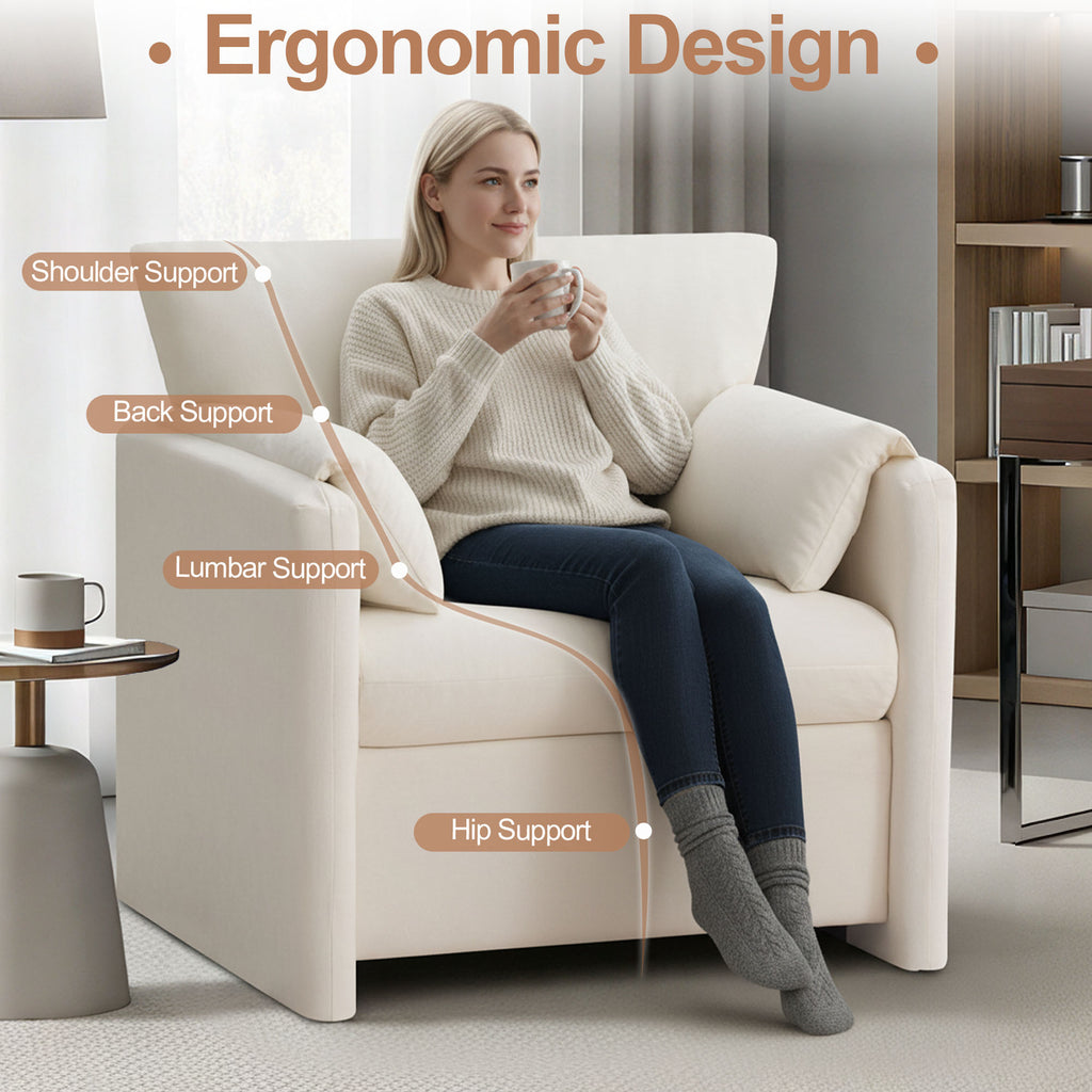 Oversized Accent Chair for Living Room，Beige