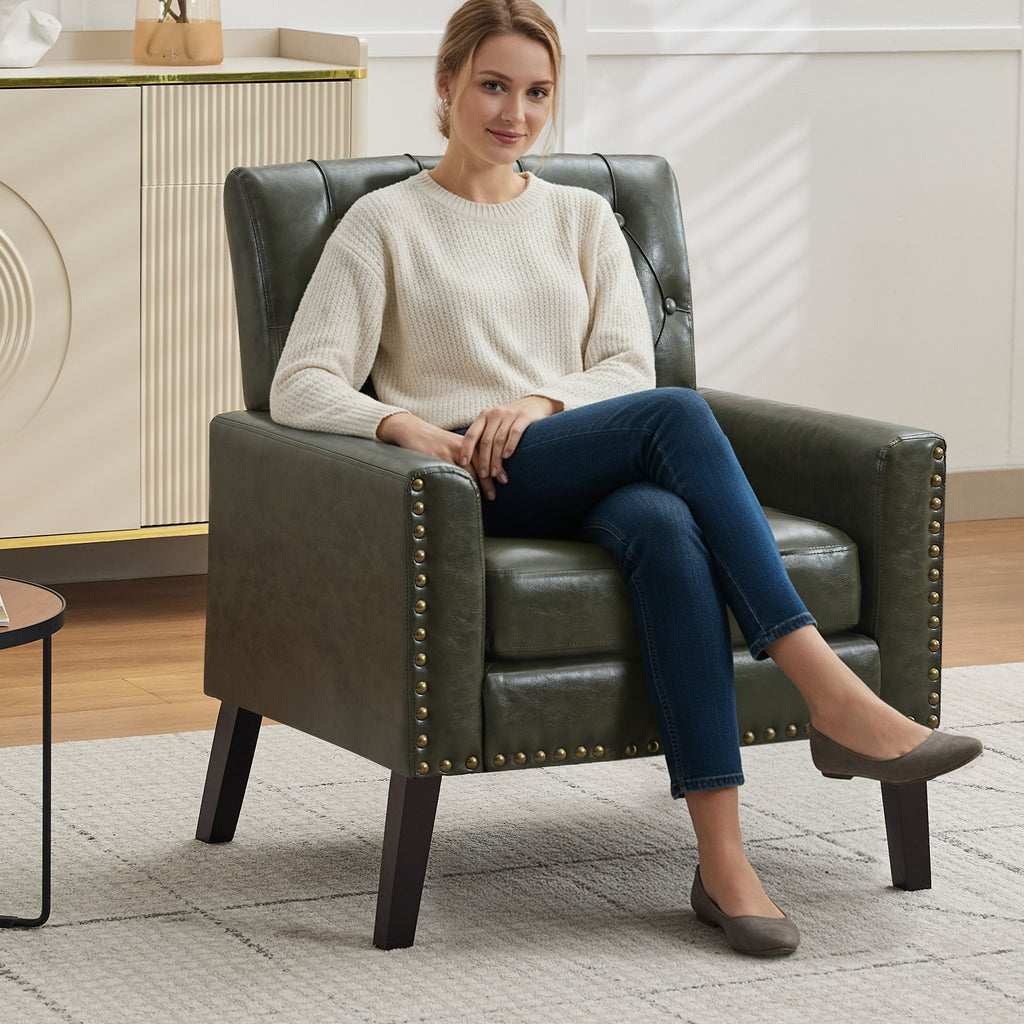 Mid Century Modern Accent Chair, Green