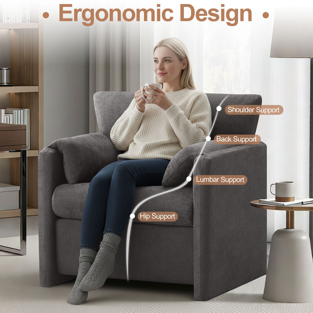Oversized Accent Chair for Living Room，Dark Gray