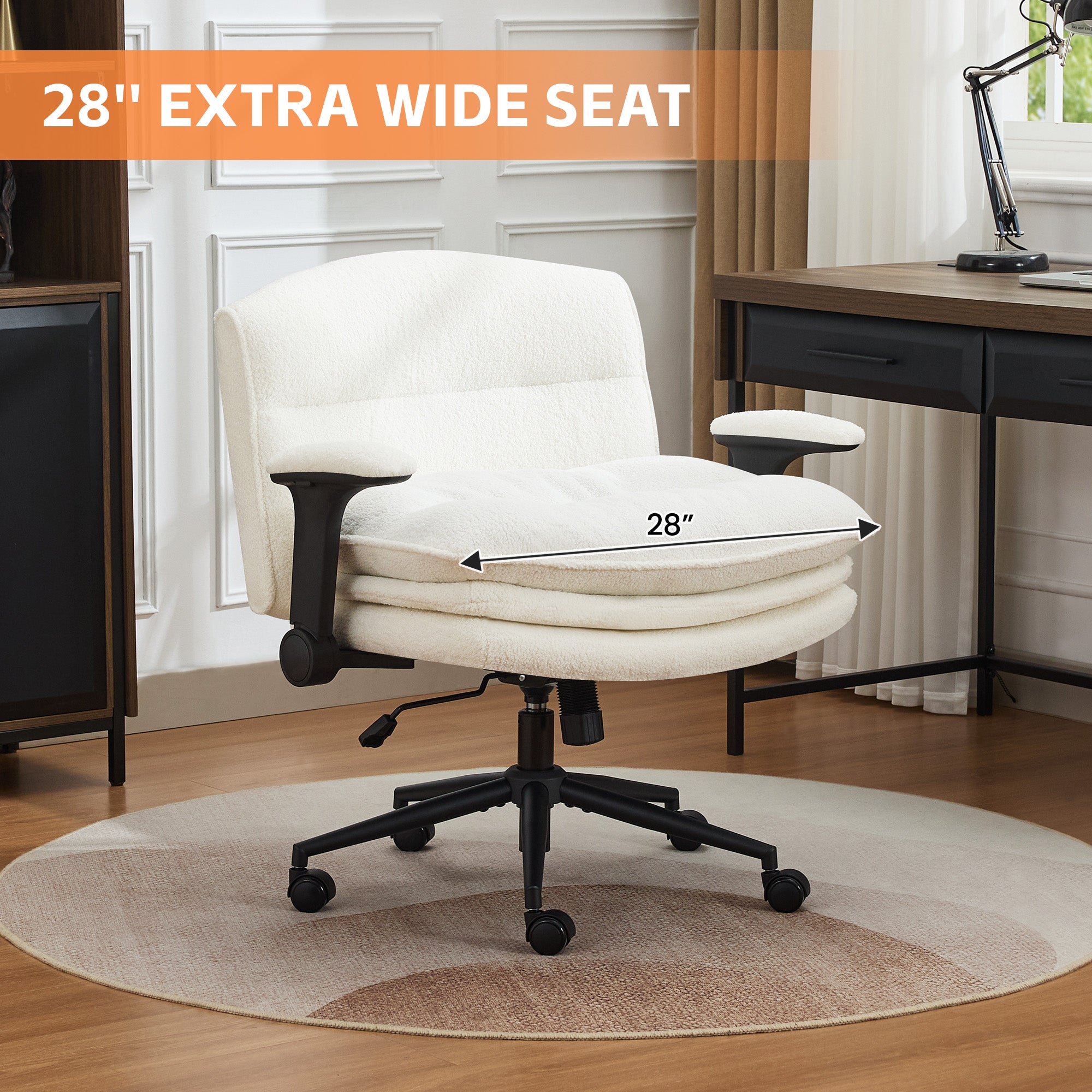 Criss Cross Chair with Flip-up Arms，Beige