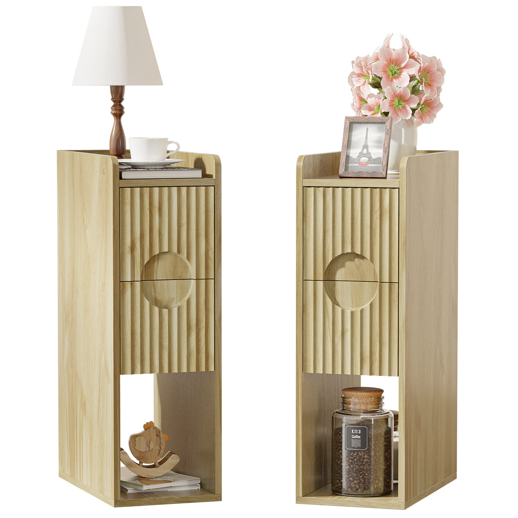 HASLE Narrow Nightstands, Oak, Set of 2