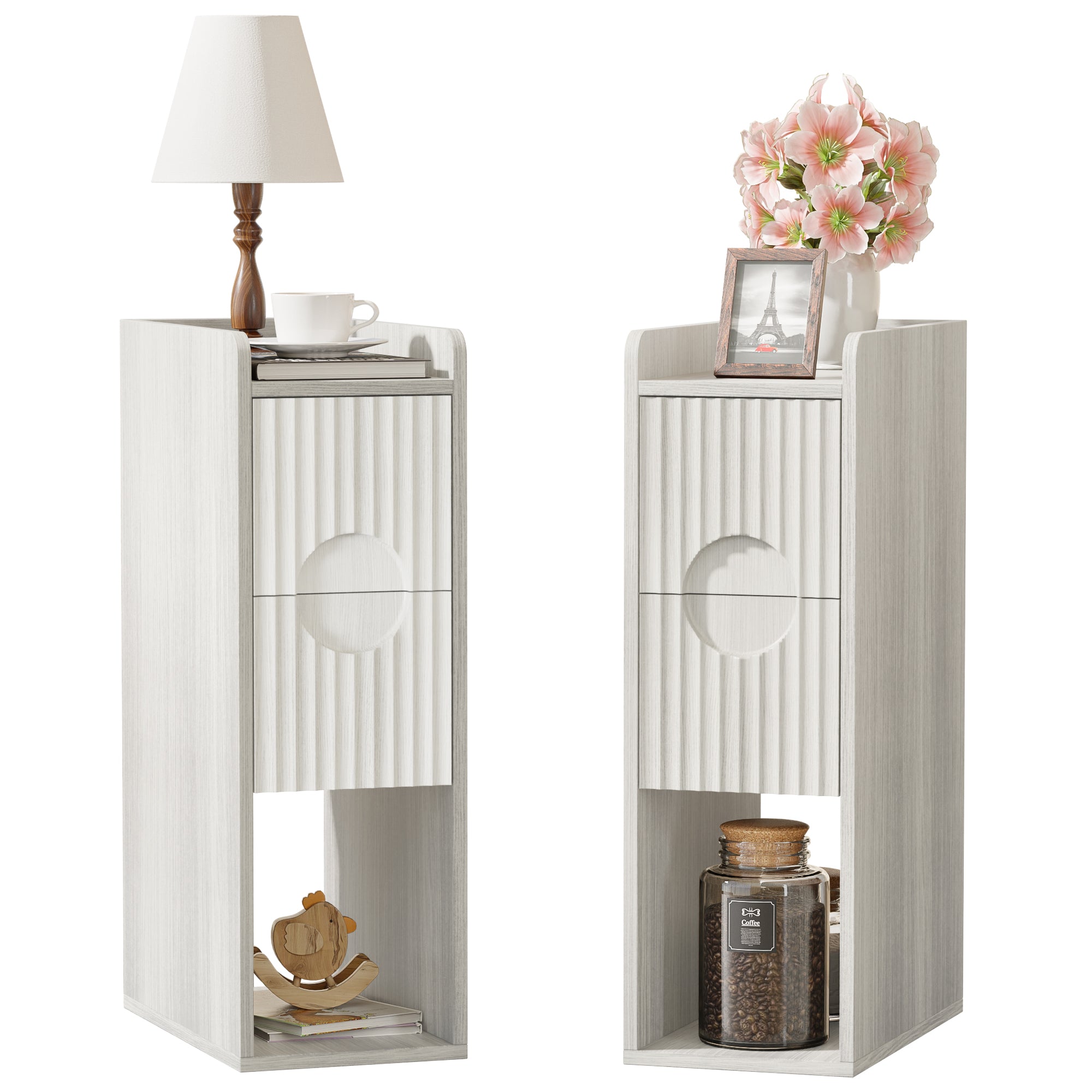 HASLE Narrow Nightstands, Oak, Set of 2