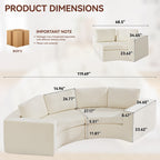 Curved Compression Sectional Couch，4 Seater，White
