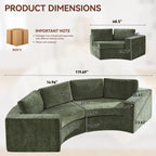 Curved Compression Sectional Couch，4 Seater，Green