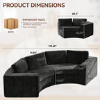 Curved Compression Sectional Couch，4 Seater，Black