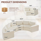 Curved Compression Sectional Couch，6 Seater，White
