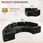Curved Compression Sectional Couch，6 Seater，Black