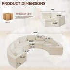 Curved Compression Sectional Couch，8 Seater，White