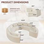 Curved Compression Sectional Couch，10 Seater，White
