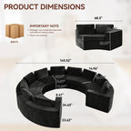 Curved Compression Sectional Couch，10 Seater，Black