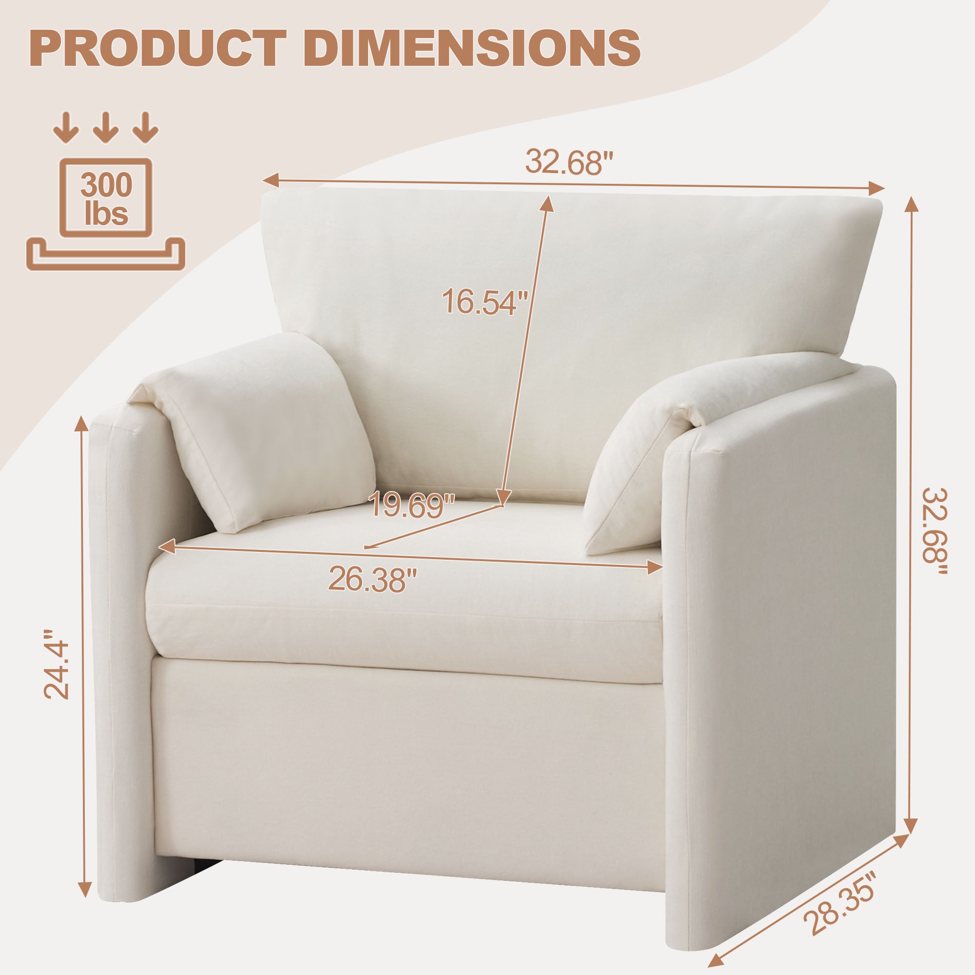 Oversized Accent Chair for Living Room，Beige