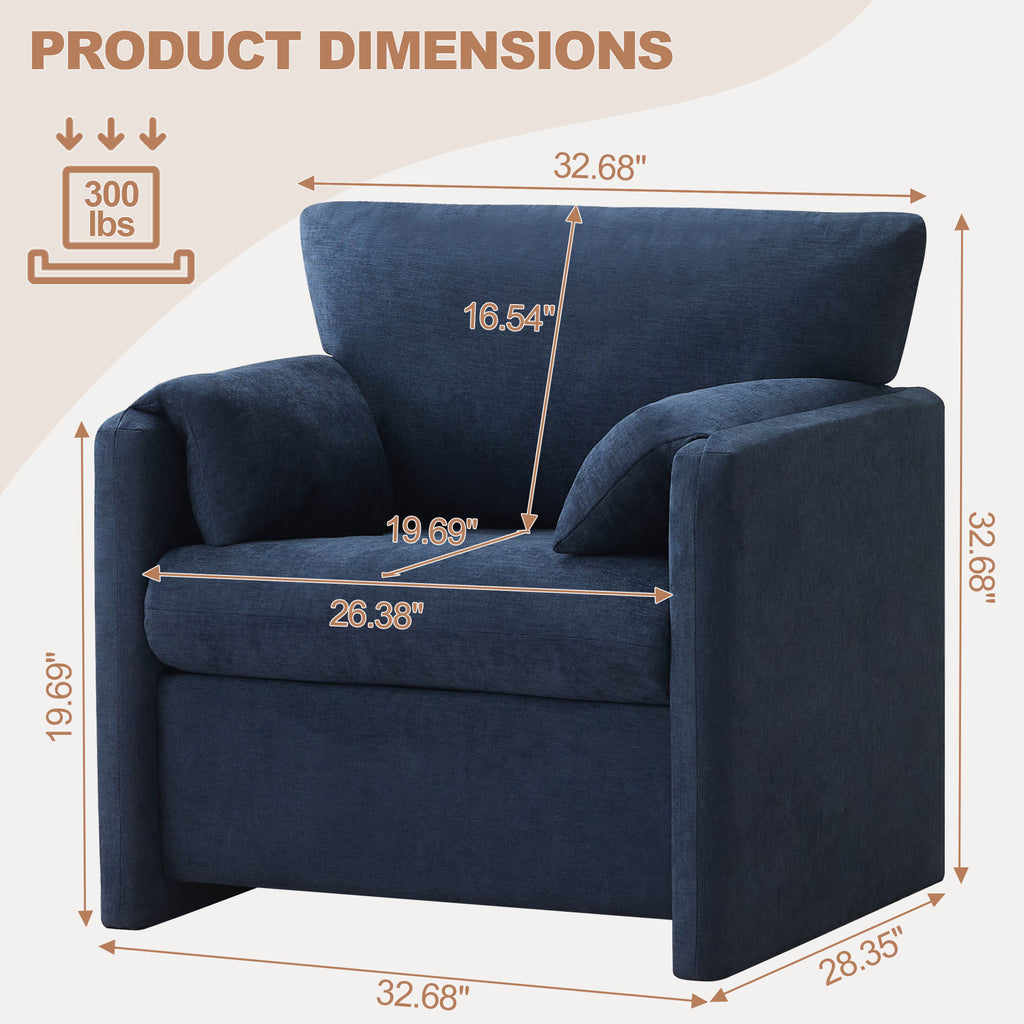 Oversized Accent Chair for Living Room，Blue