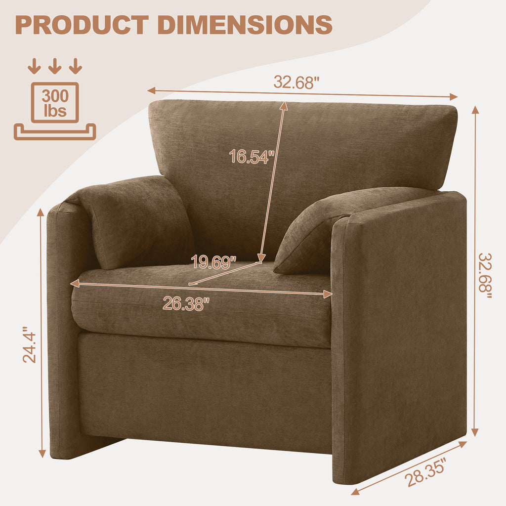 Oversized Accent Chair for Living Room，Brown