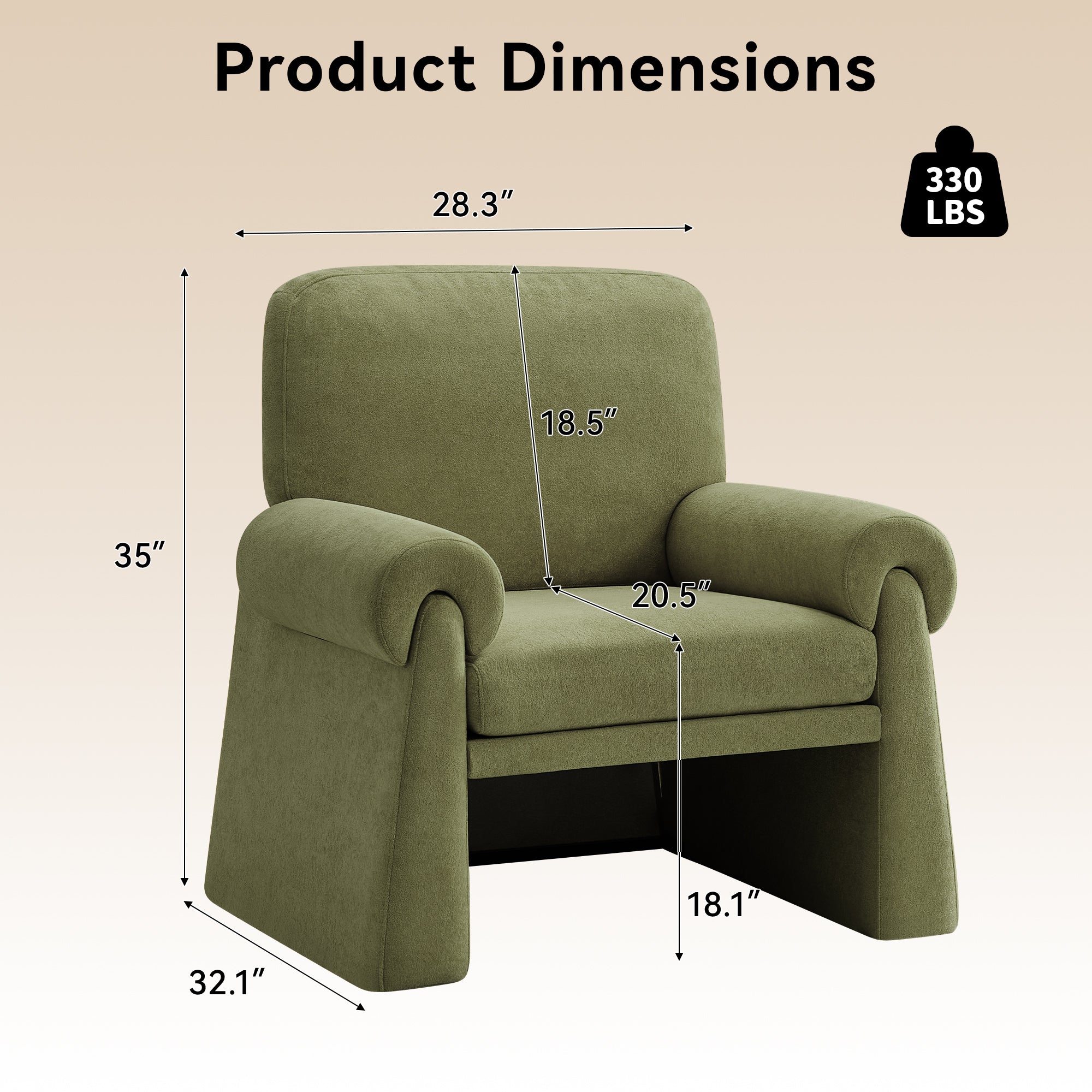 Oversized Accent Chair，Green