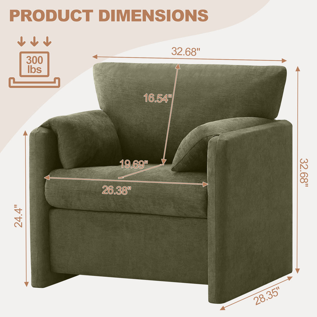 Oversized Accent Chair for Living Room，Green