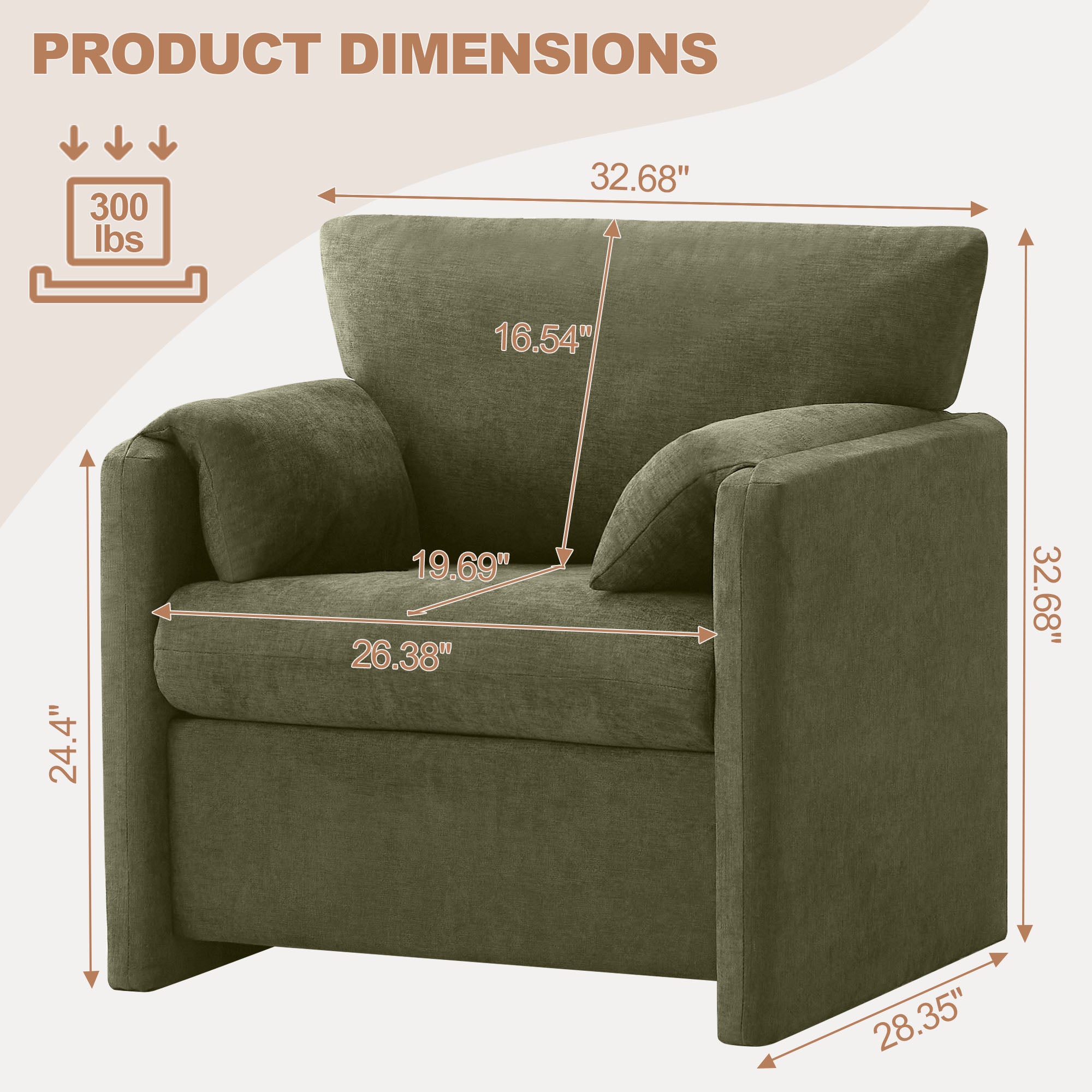 Oversized Accent Chair for Living Room，Green